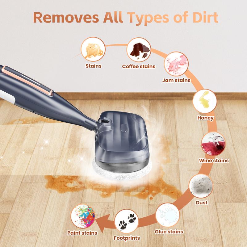 DEVOAC VM6 Electric Rotating Steam Mop & Household Steam Cleaner, 10-In-1 Steam Mop, 3 Adjustable Steam Levels,Floors Clean, Kitchen, Tiles, Walls, Cabinets, Gaps; Fast Heat-Up, Removes Grease and Grime, Multi-Purpose Cleaning Tool