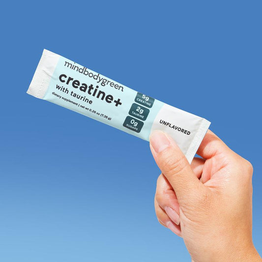 Mindbodygreen Creatine+ with Taurine Drink Mixes - Pre Workout Supplement for Women - Unflavored, 5G Creatine, 2G Taurine, 0G Sugar - Build Lean Muscle, Tone, Strength, Mental Clarity, Anti-Inflammatory Balance - Dietary