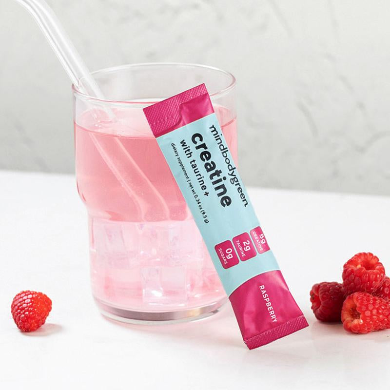 Mindbodygreen Creatine+ with Taurine Drink Mixes - Pre Workout Supplement for Women - Unflavored, 5G Creatine, 2G Taurine, 0G Sugar - Build Lean Muscle, Tone, Strength, Mental Clarity, Anti-Inflammatory Balance - Dietary