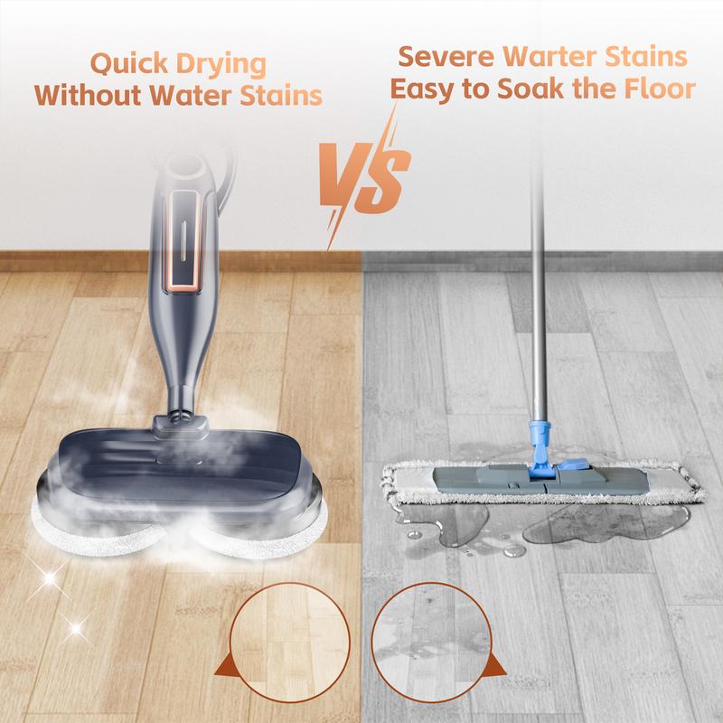 DEVOAC VM6 Electric Rotating Steam Mop & Household Steam Cleaner, 10-In-1 Steam Mop, 3 Adjustable Steam Levels,Floors Clean, Kitchen, Tiles, Walls, Cabinets, Gaps; Fast Heat-Up, Removes Grease and Grime, Multi-Purpose Cleaning Tool